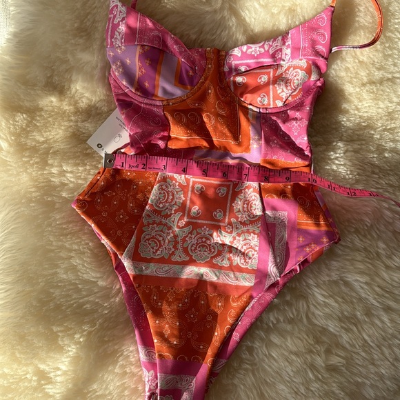 Skatie Montana pink orange bandana print Rachel corset underwire one piece - Picture 9 of 9